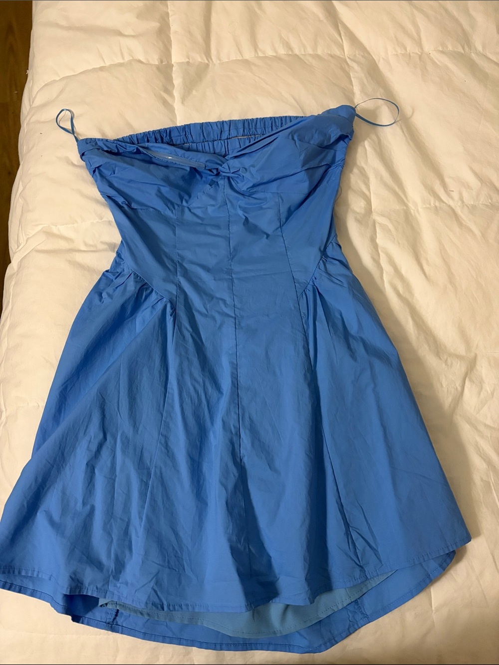 Cotton Candy Blue Strapless Fit-and-Flare Dress